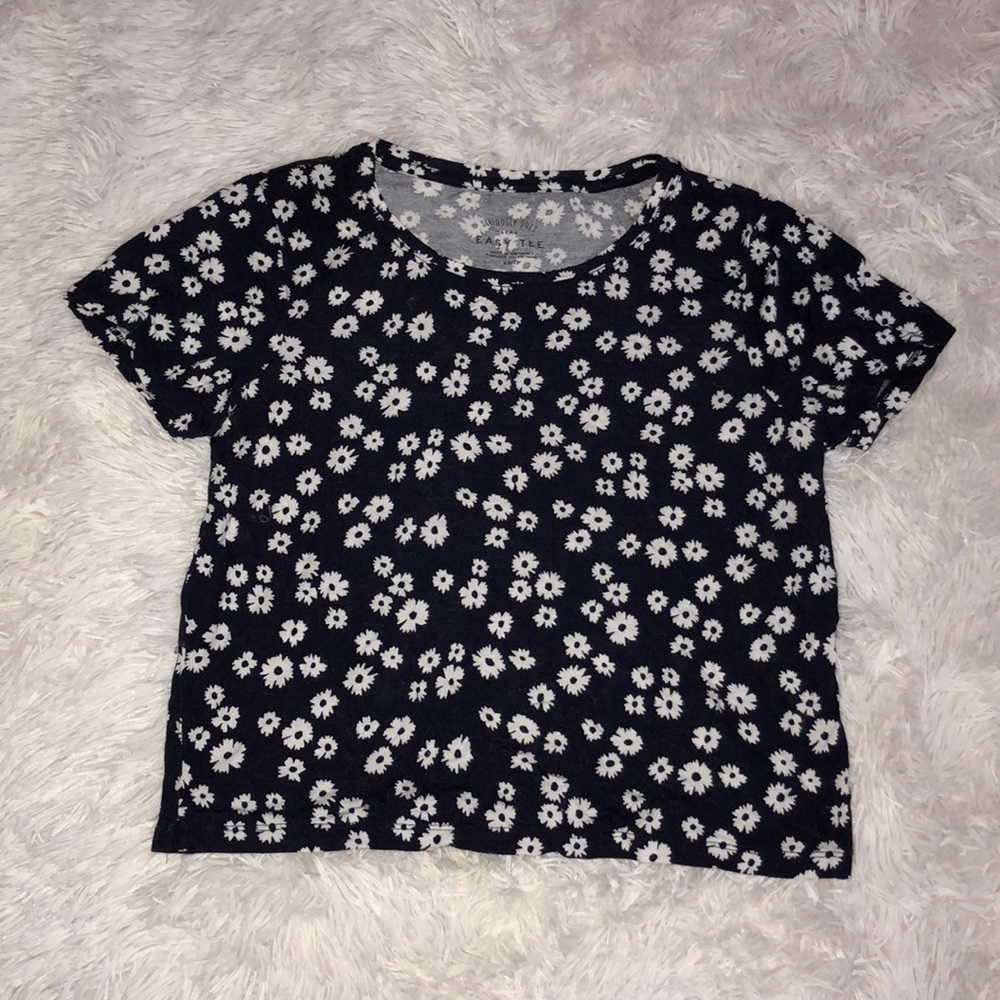 Blue and White Floral Crop Top